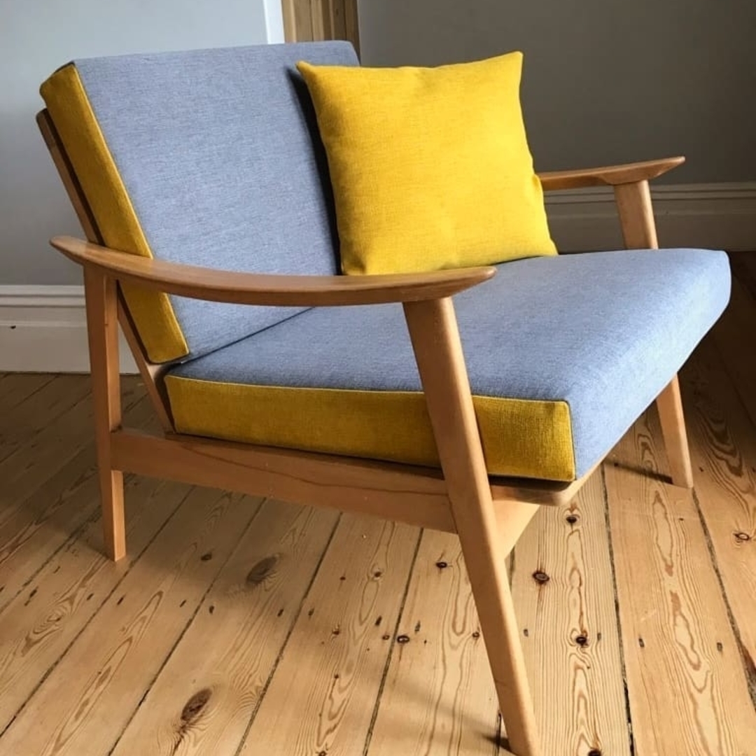 grey mid century chair